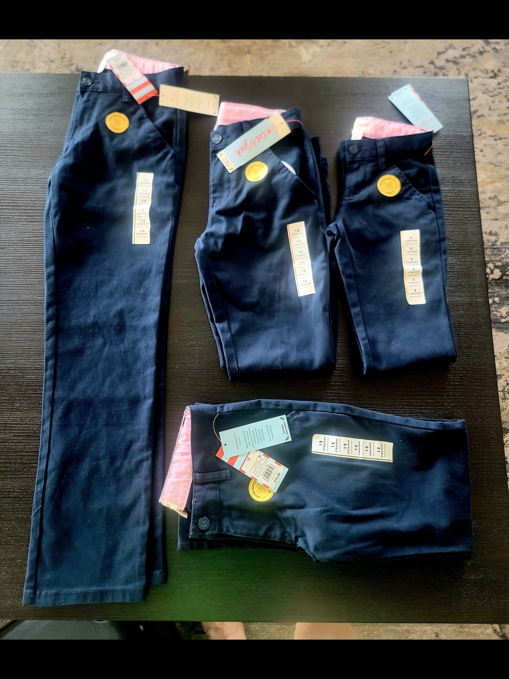 Cat & Jack School Uniform Blue Navy Pants Sz 10 & 12